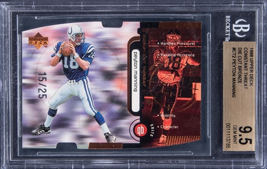 1998 Upper Deck "Constant Threat" Die Cut Bronze #CT2 Peyton Manning Rookie Card (#15/25) - BGS GEM MINT 9.5